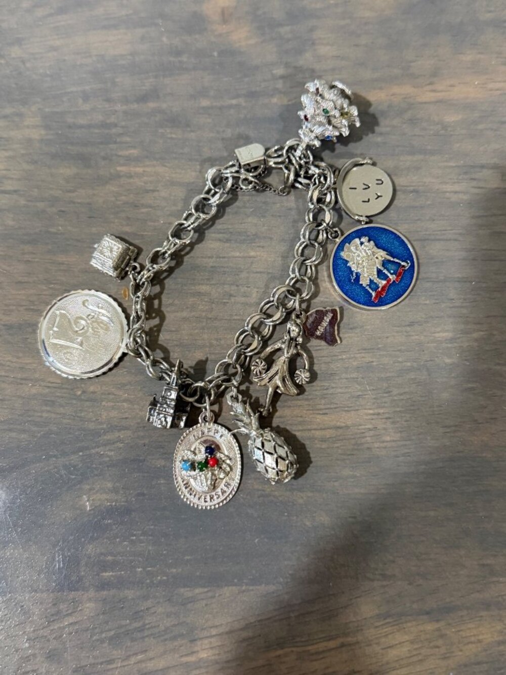 Vintage Eton Sterling Silver Charm Bracelets with Charms 7"
